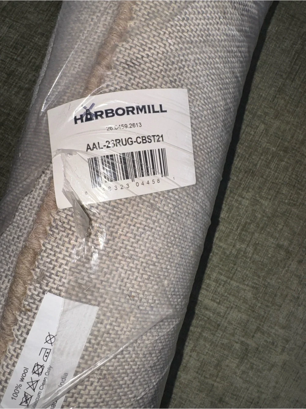New Harbormill 100% Wool Neutral Small Runner Rug Taupe Beige 23.5”x35.5” MCM